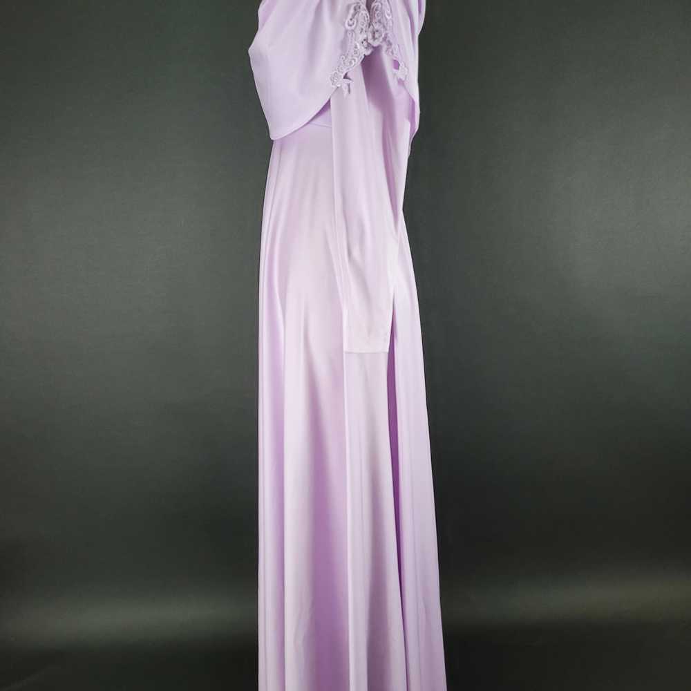 70s Lilac Long Sleeve Draped Maxi Dress - image 7