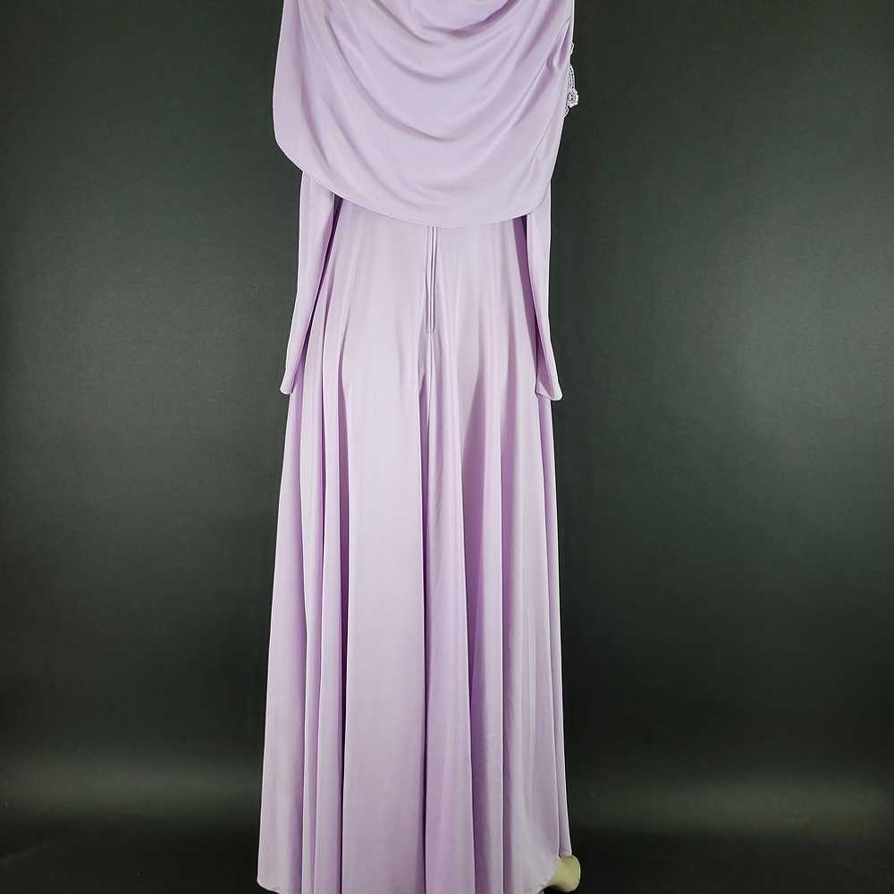 70s Lilac Long Sleeve Draped Maxi Dress - image 9