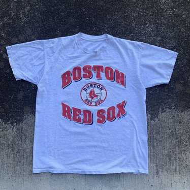 Vintage 90's RED SOX Boston Baseball MLB Big Logo Graphic Grey Color  T-Shirt Adult Extra Large Fit - BIDSTITCH