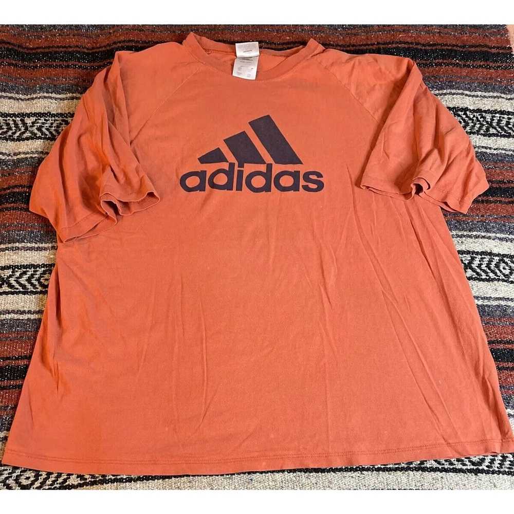 Adidas Vtg 90s Adidas Orange T-Shirt Tee Spell Ou… - image 1