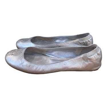 バレエシューズ Alexander Mcqueen Silver Leather Ballerinas Alexander McQueen Leather Studded Ballerina Shoes | Silver