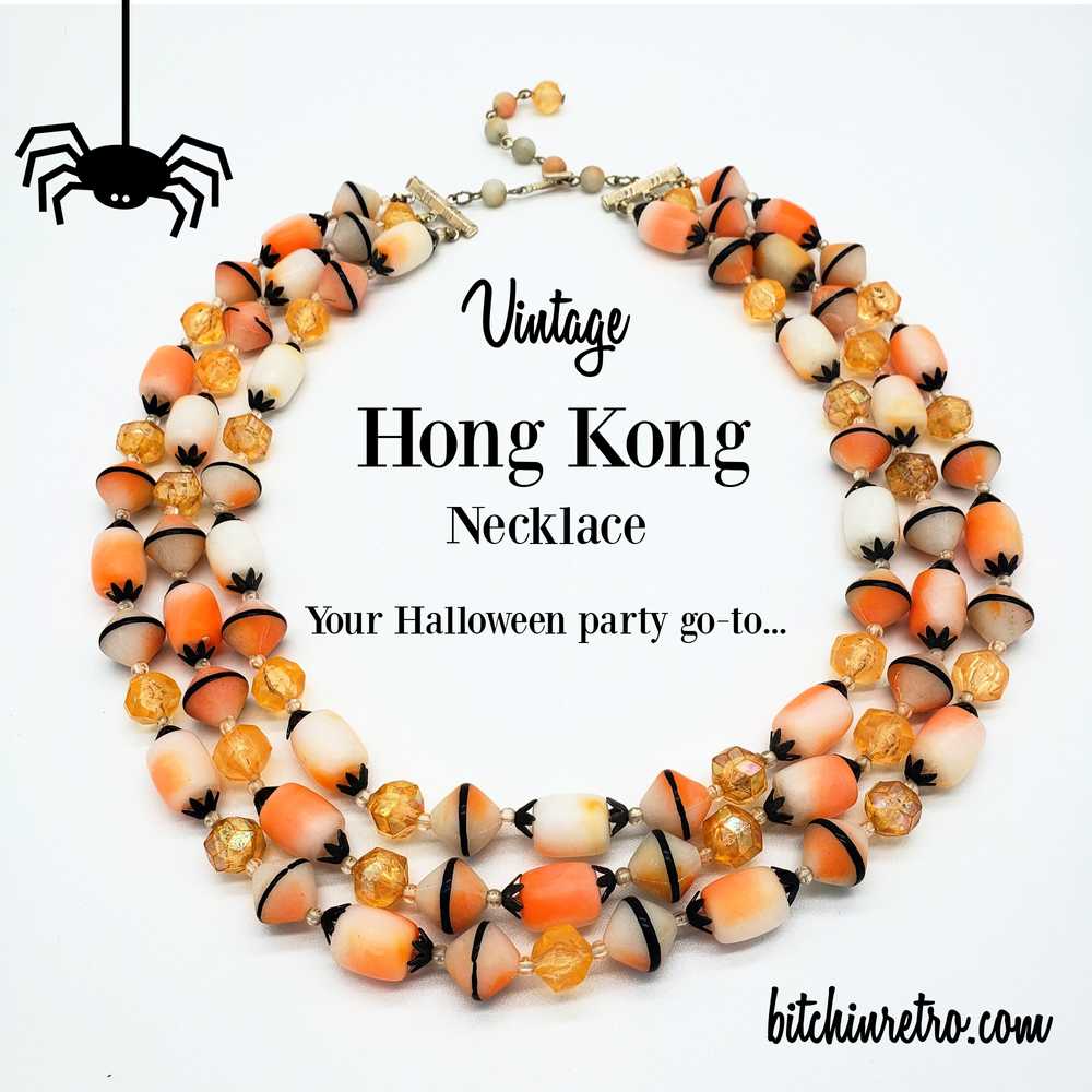 Vintage Hong Kong Beaded Necklace for Halloween - image 1