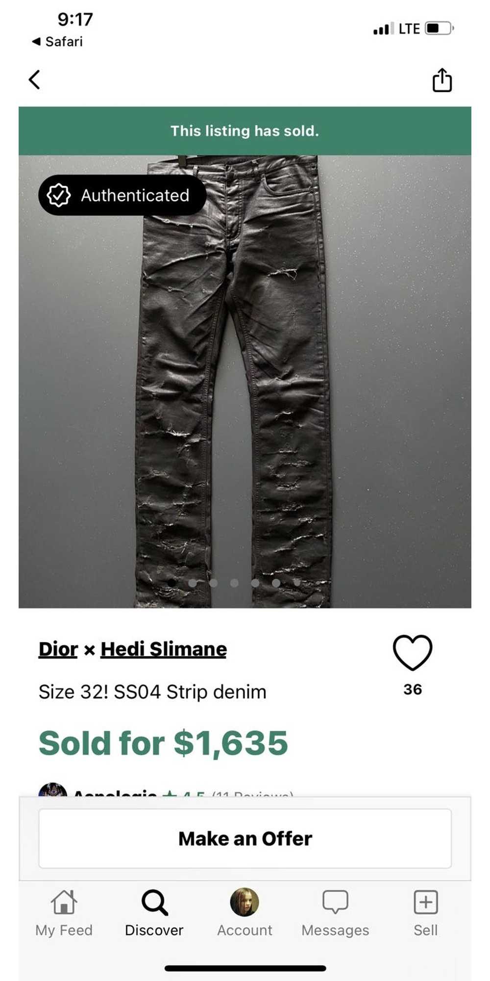 Dior × Hedi Slimane DIOR STRIP DENIM SS04 WAXED H… - image 10