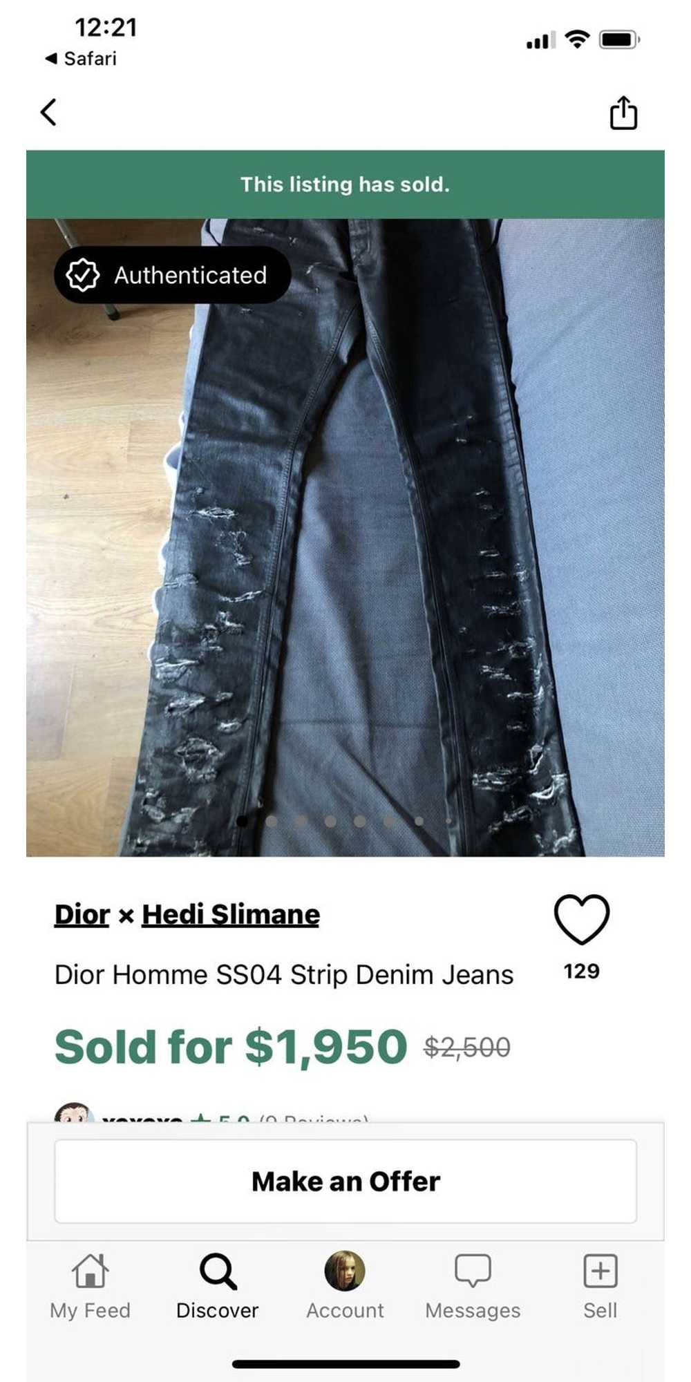 Dior × Hedi Slimane DIOR STRIP DENIM SS04 WAXED H… - image 9