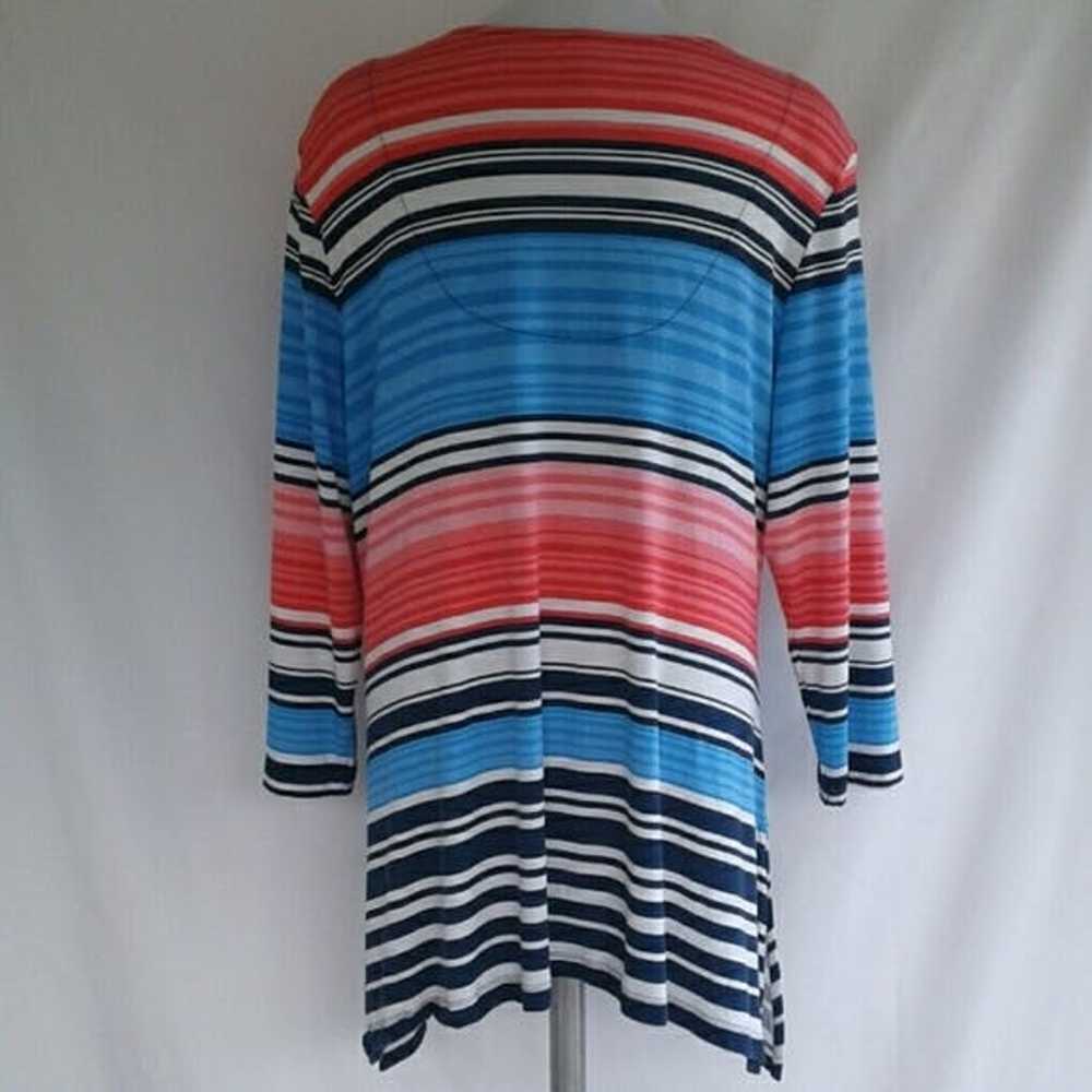 Other Ruby Rd Blue Coral Striped Top - image 3