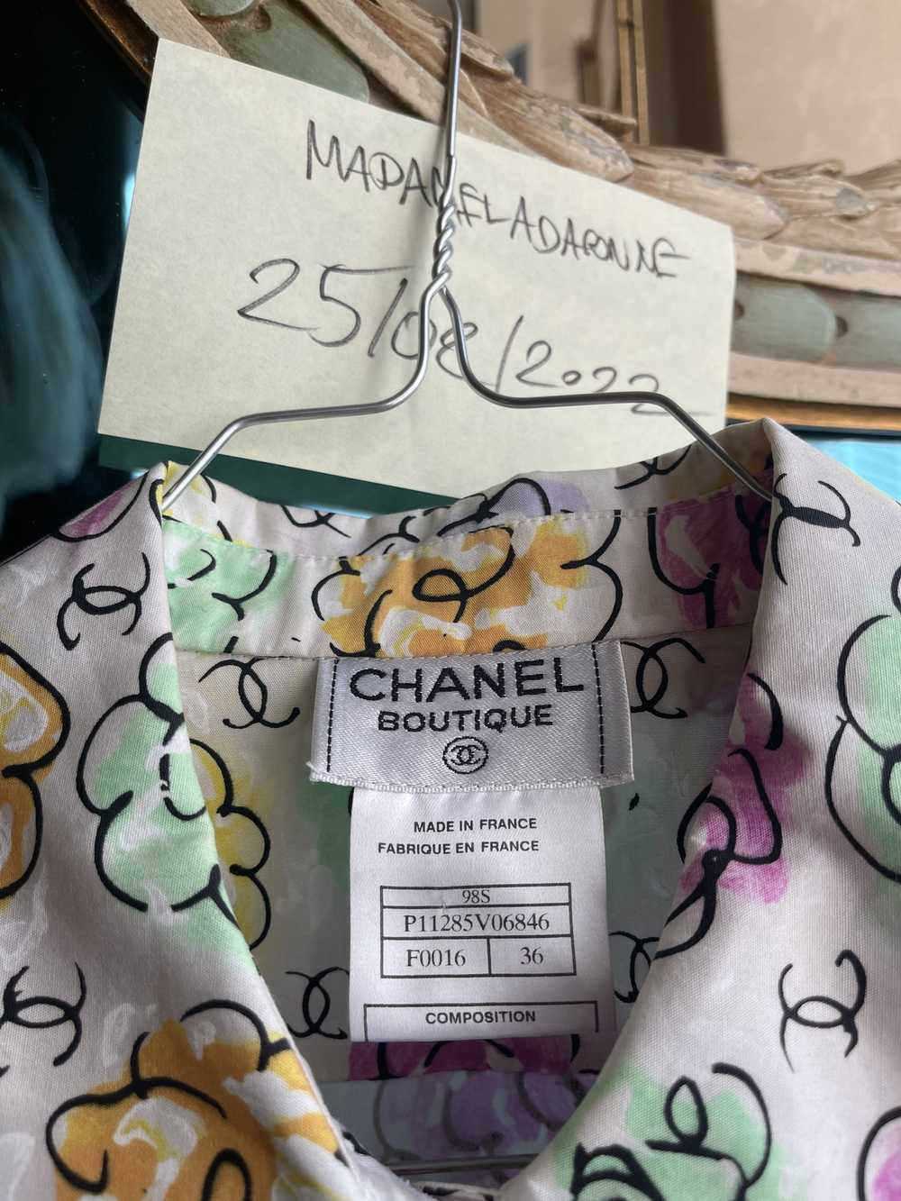 Chanel SS98 Chanel Printed Camelia Cotton Shirt - image 9