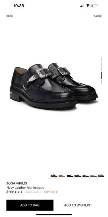 Designer Toga Virillis Navy leather Monkstraps