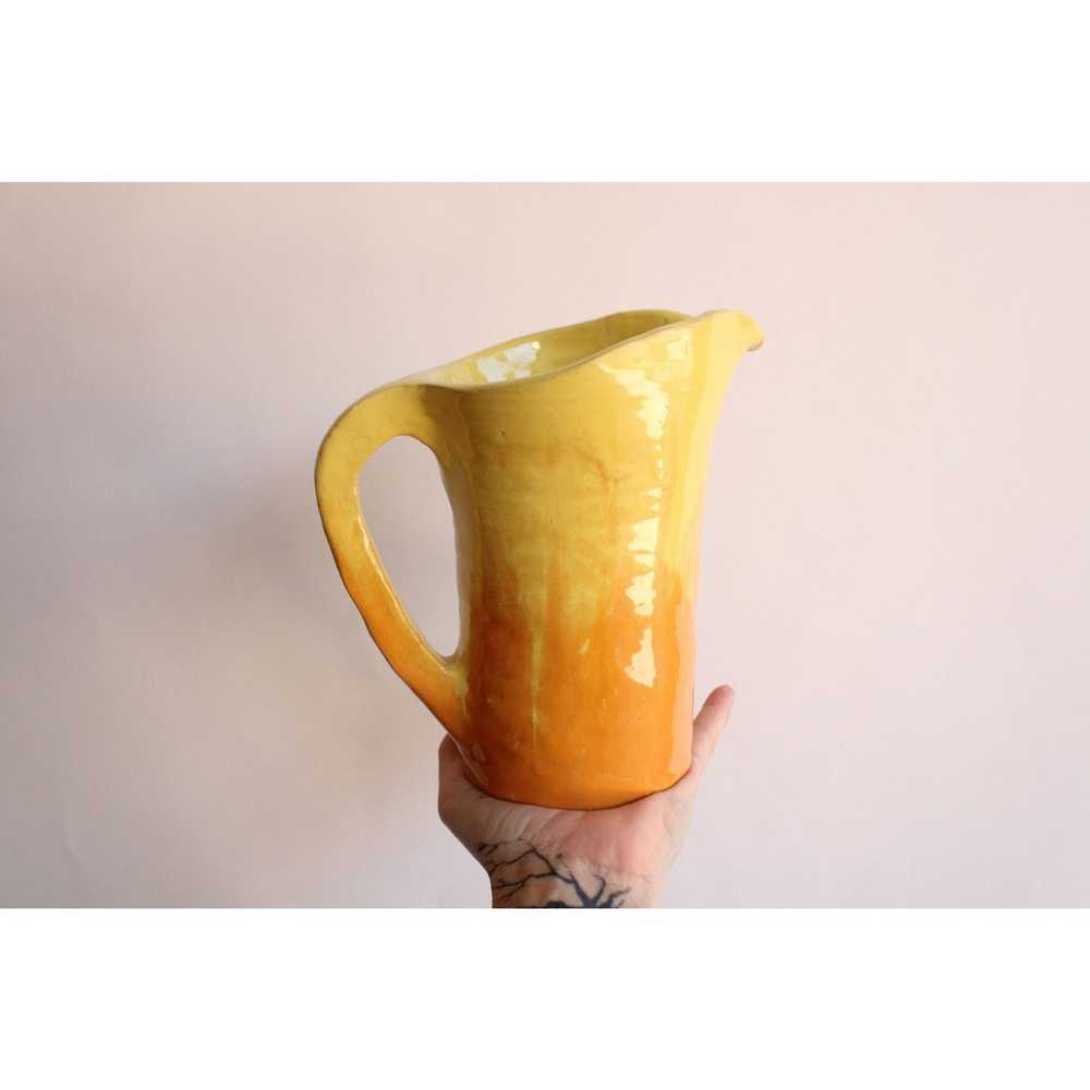 Vintage 1960s Handmade Ombre Yellow Pitcher - image 10