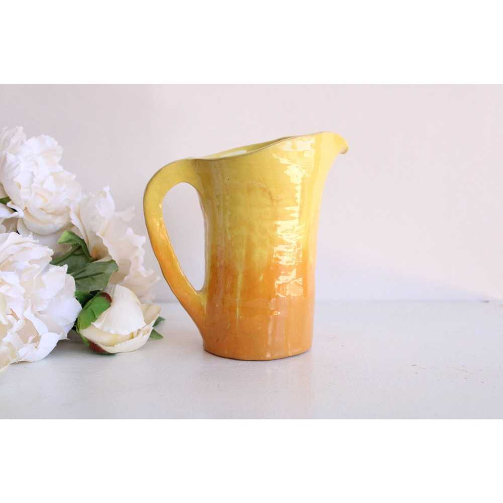 Vintage 1960s Handmade Ombre Yellow Pitcher - image 1