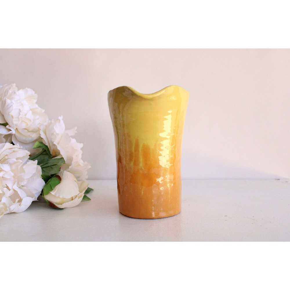 Vintage 1960s Handmade Ombre Yellow Pitcher - image 2