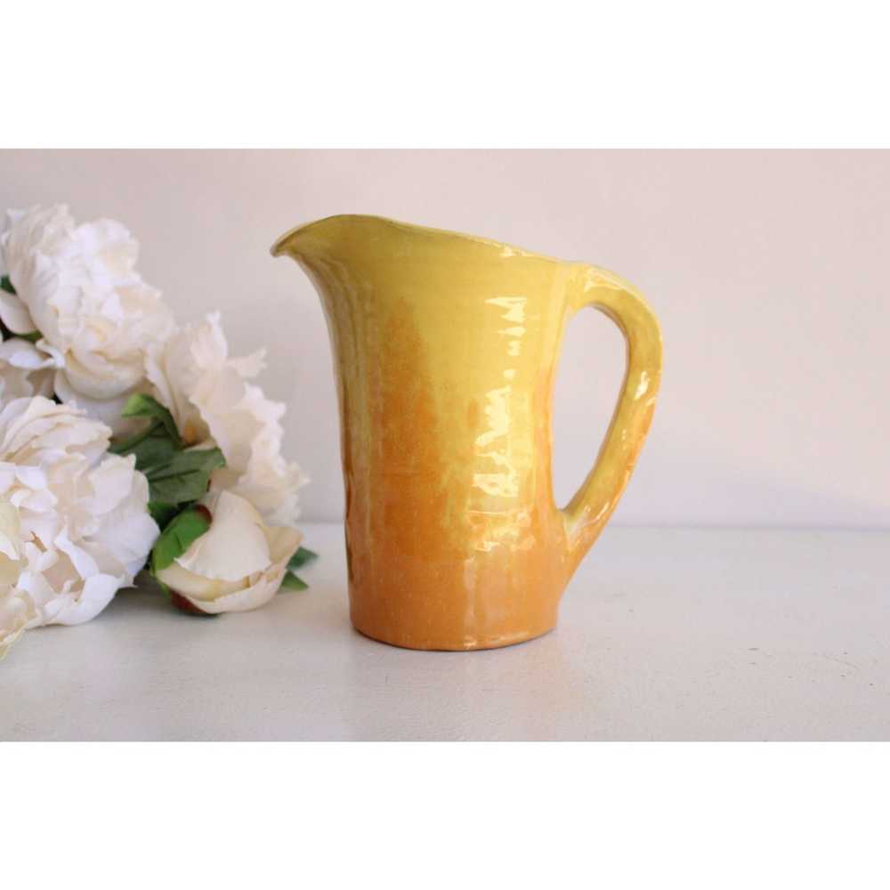 Vintage 1960s Handmade Ombre Yellow Pitcher - image 3