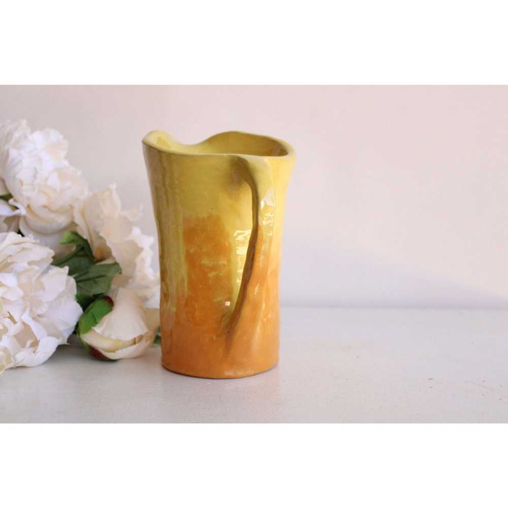 Vintage 1960s Handmade Ombre Yellow Pitcher - image 4