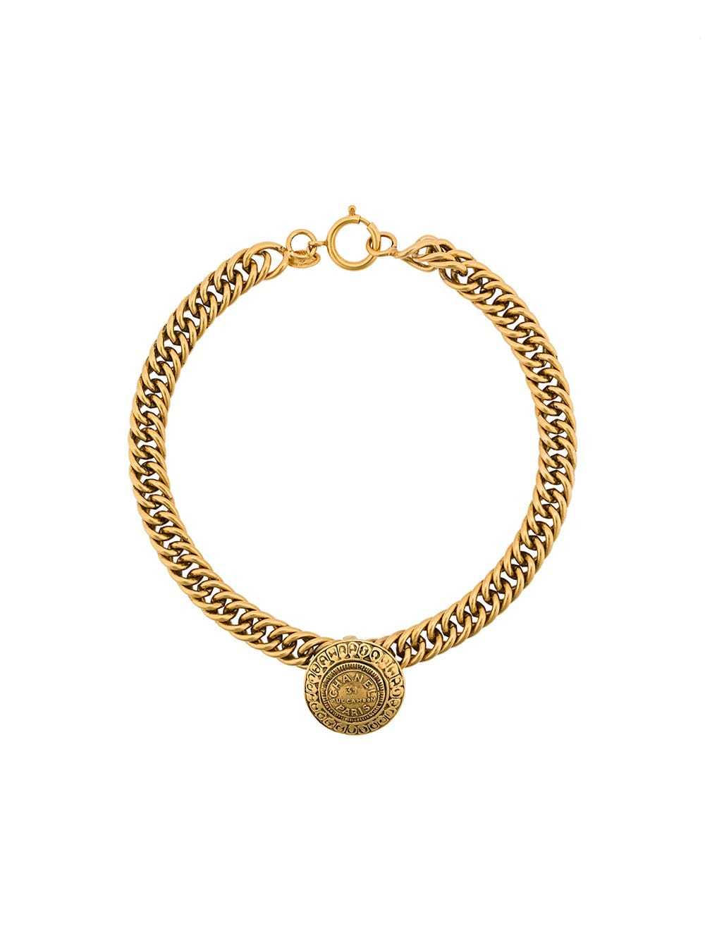 CHANEL Pre-Owned 1980s medallion curb-chain neckl… - image 1