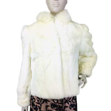Vintage Vintage Natural White Genuine Rabbit Fur … - image 1