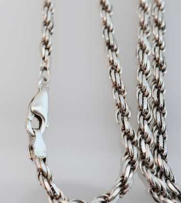 Vintage 30" Solid Sterling Silver Rope Chain