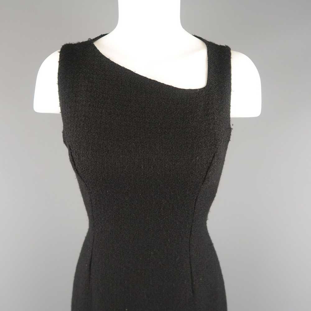 Versace Black Wool Blend Tweed Asymmetrical Dress - image 2
