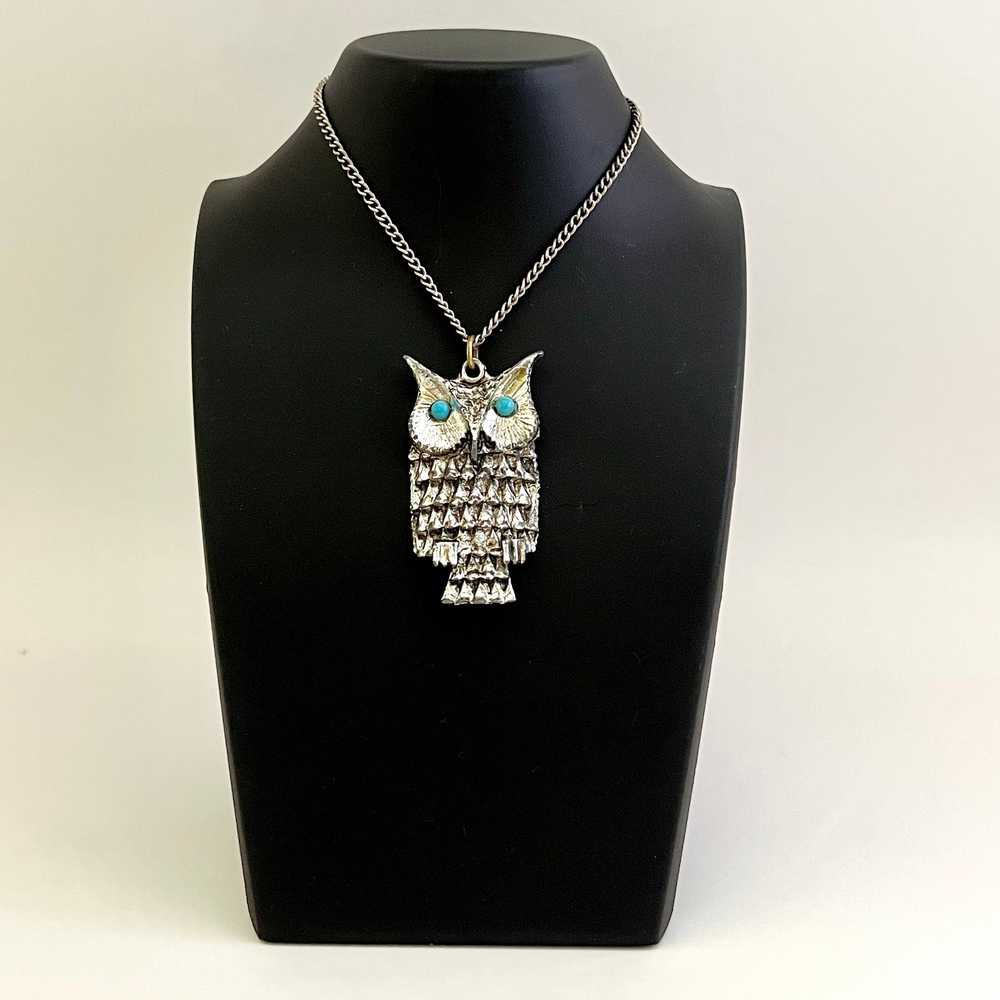 1970s Owl Pendant Necklace - image 1
