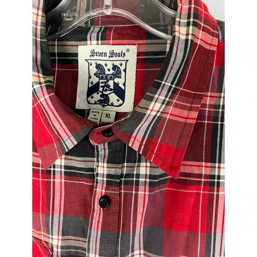 Vintage Vintage Plaid Men Shirt Seven Souls Red, … - image 9