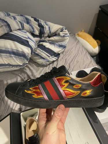 Gucci Ace Sneakers Black with Flames