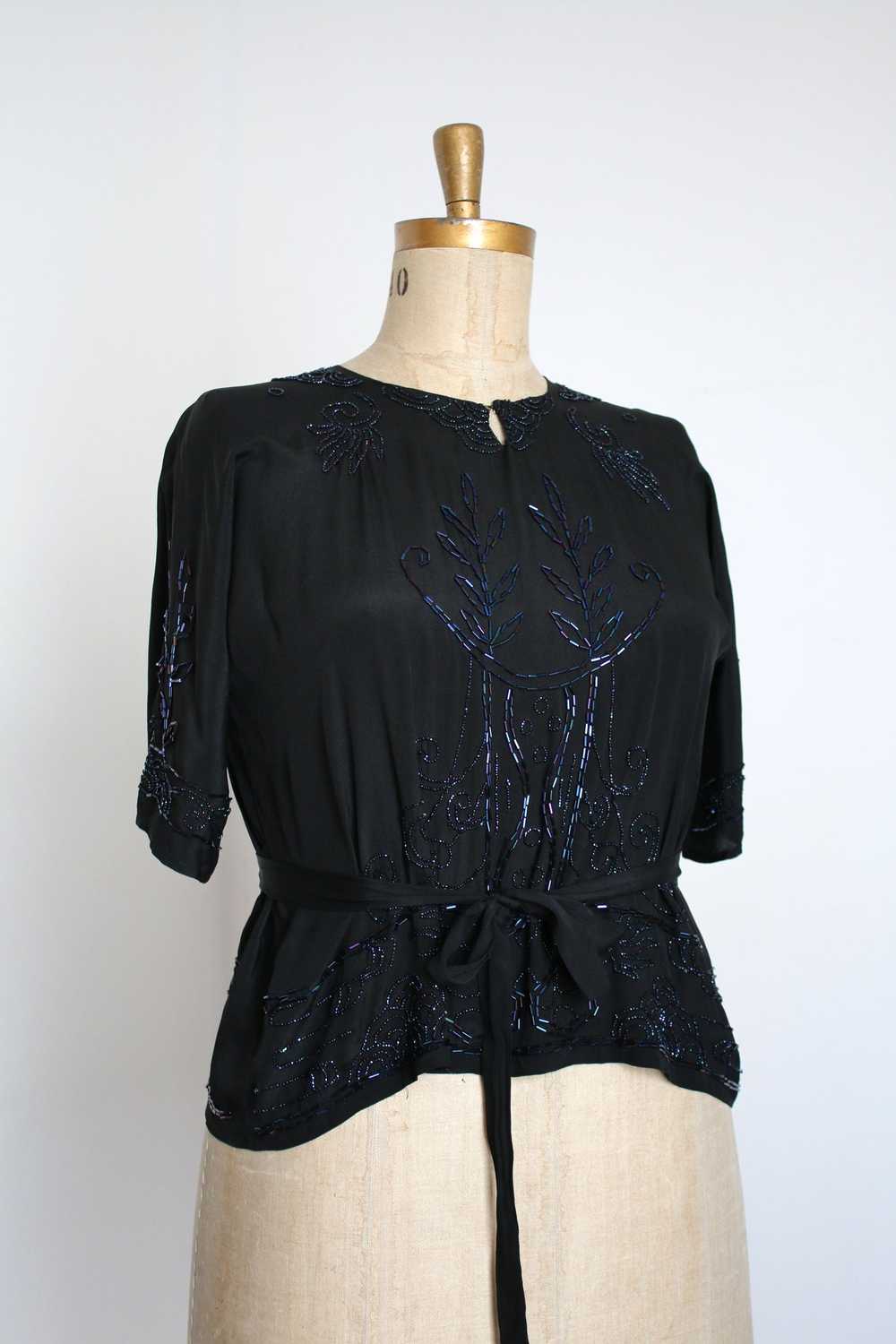 antique 1920s beaded blouse {XL} - image 2