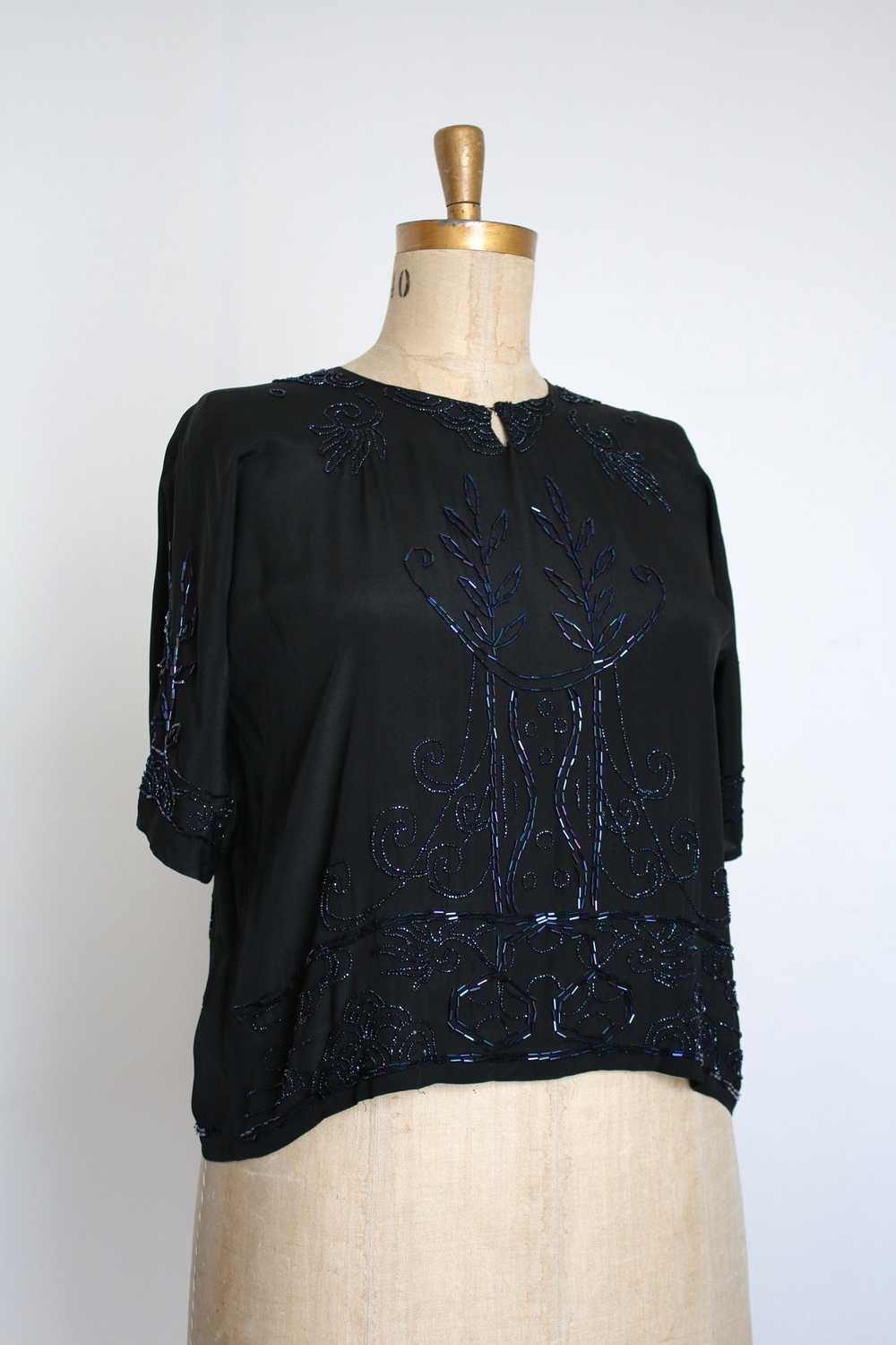 antique 1920s beaded blouse {XL} - image 3
