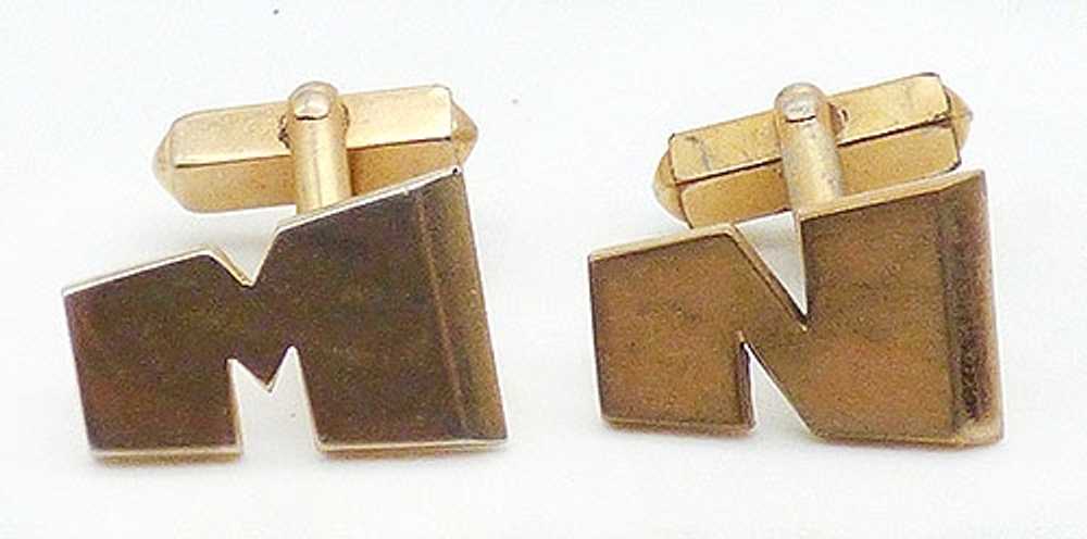 Swank Gold Tone MCM Initial Cufflinks - image 1