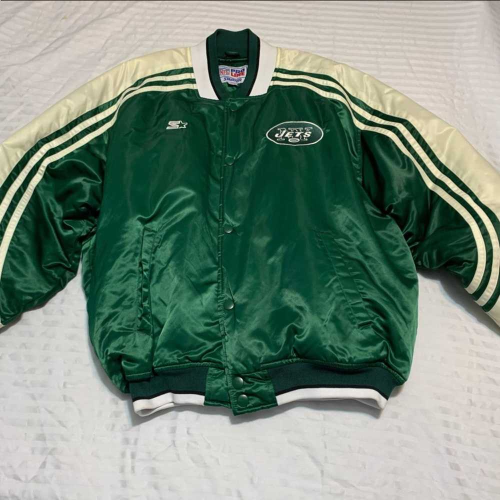 Vintage 80s NY Jets Starter Satin Jacket L NFL Football Green Proline New  York