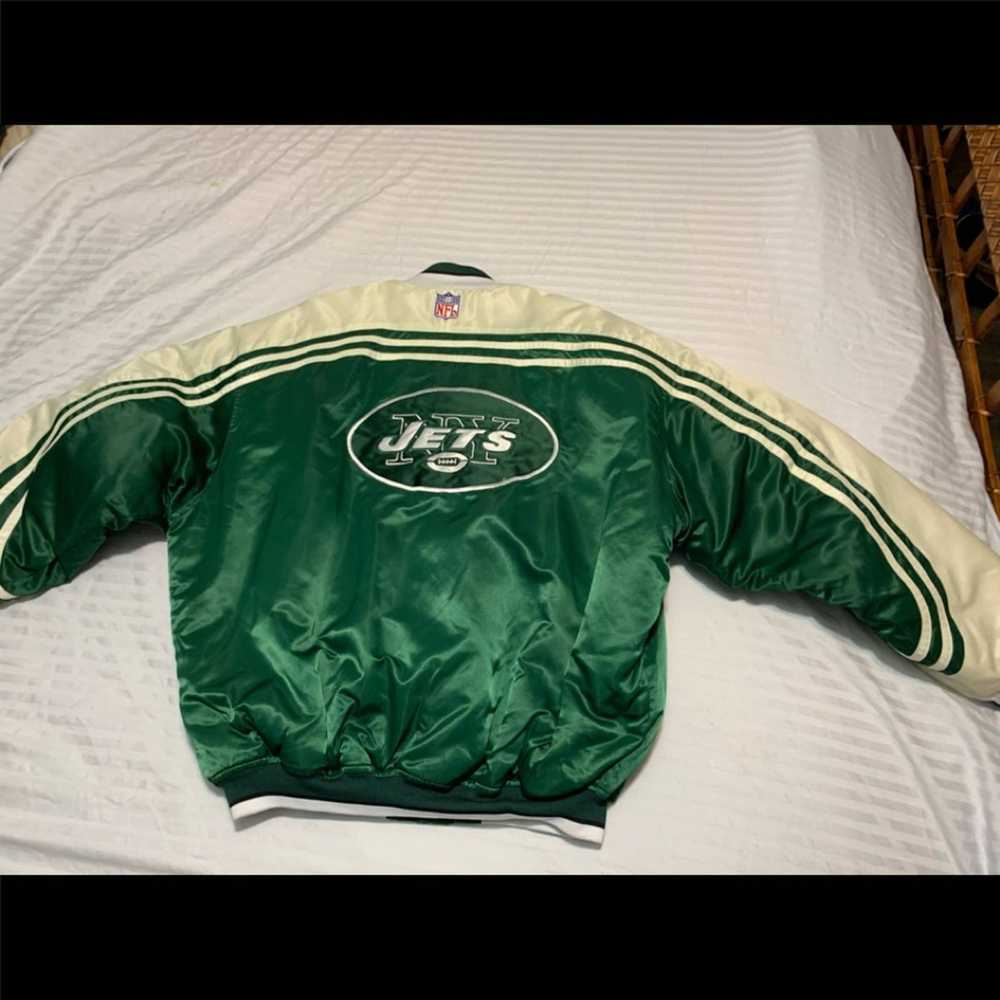 Green Satin Starter 80s New York Jets Jacket - Jackets Expert