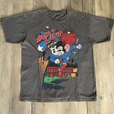 Mighty Mouse T-Shirt Gray Medium Here I Come To Save The Day Together  *NOTE* B42