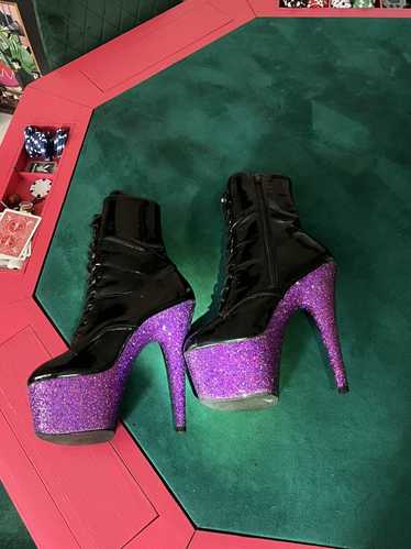 Custom ~black latex purple glitter platform please