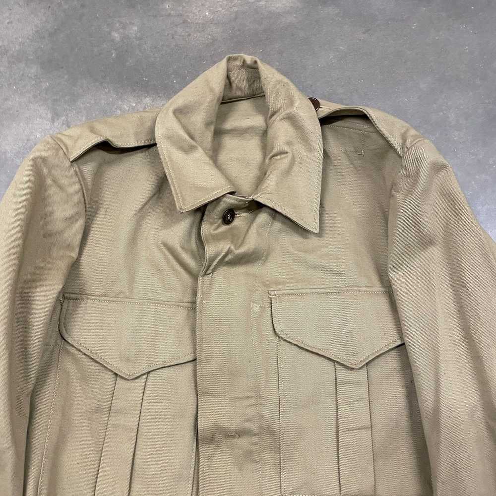 Vintage 50s VTG British UK Military Beige Cotton … - image 3