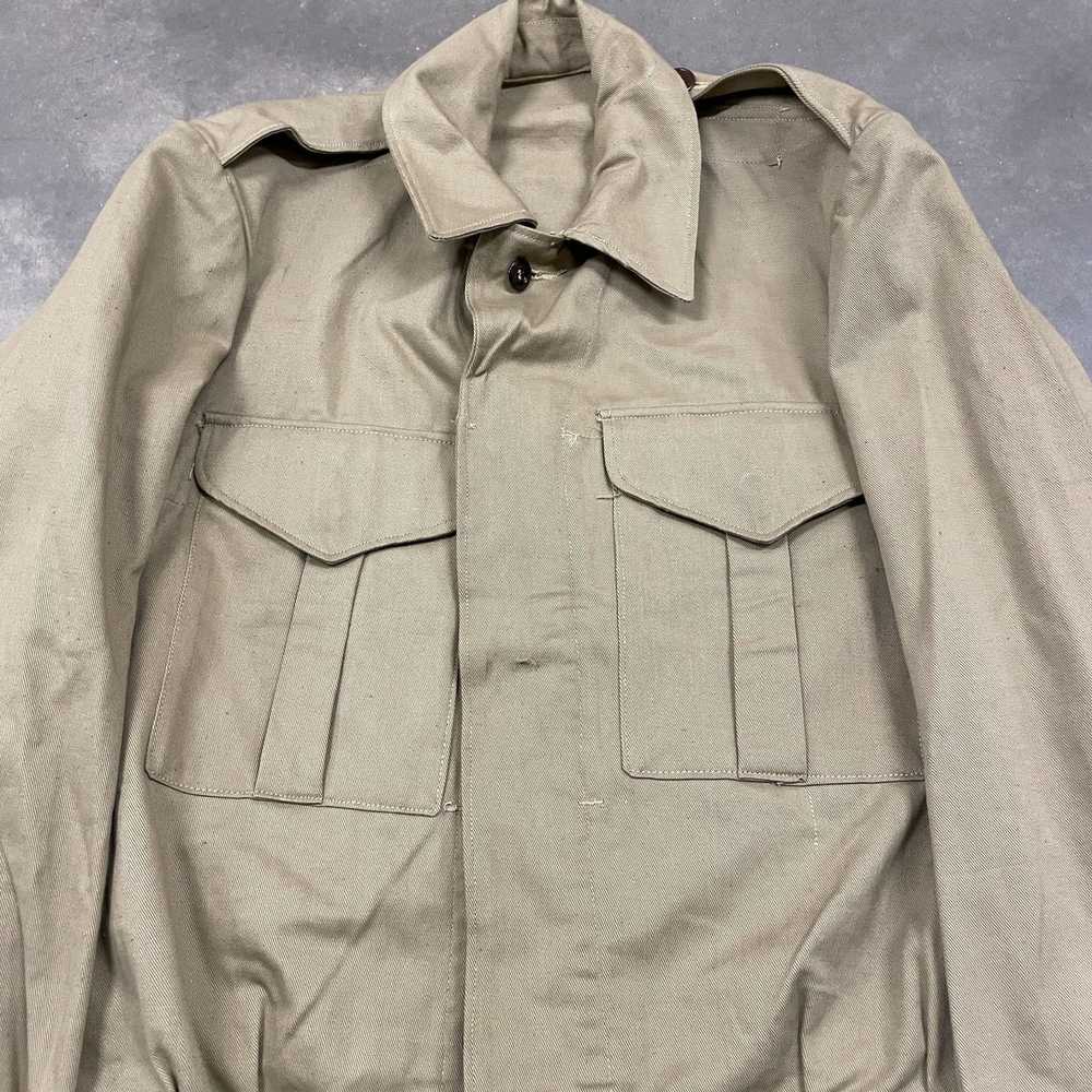 Vintage 50s VTG British UK Military Beige Cotton … - image 7