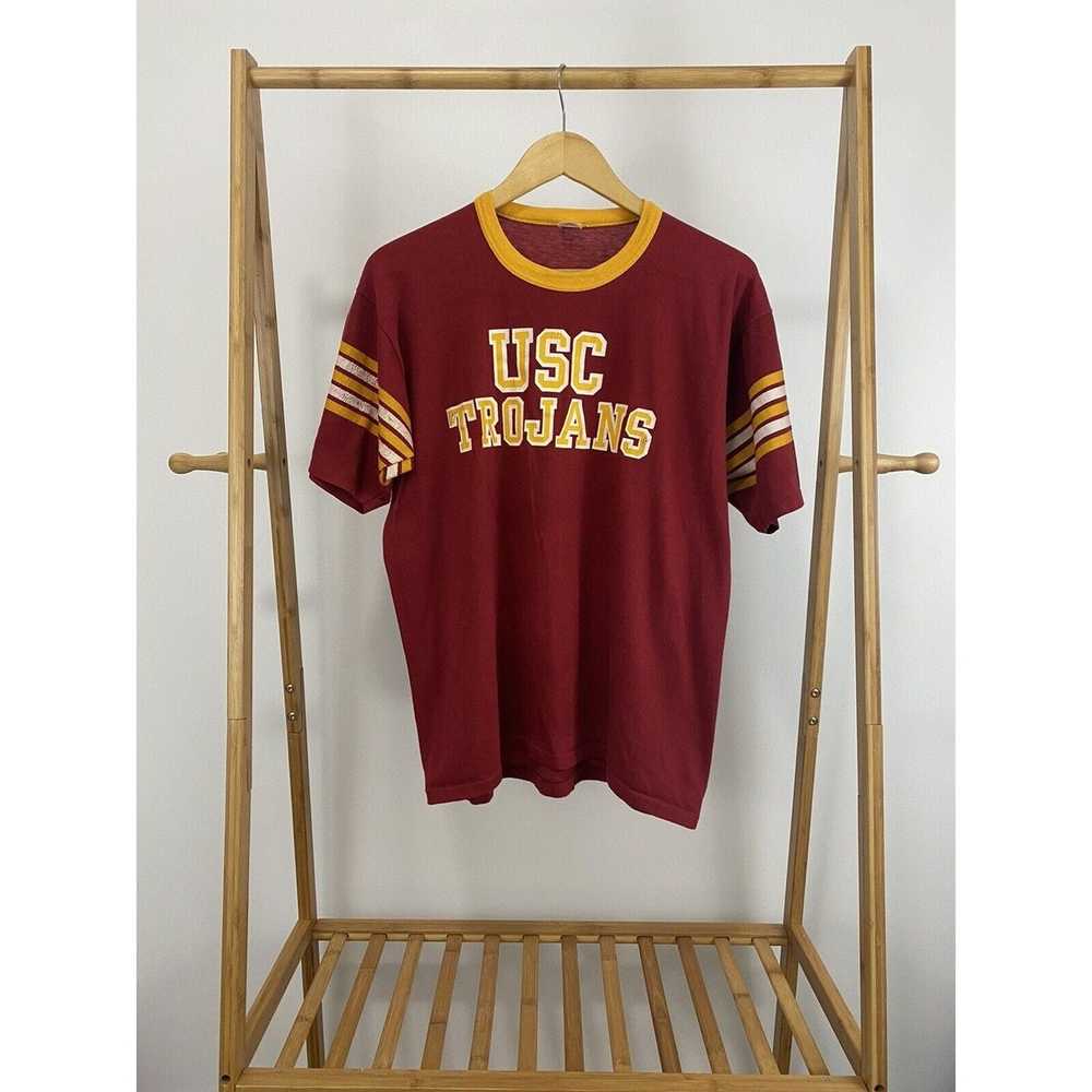 Vintage VTG 80s USC Trojans Striped Varsity Jerse… - image 1