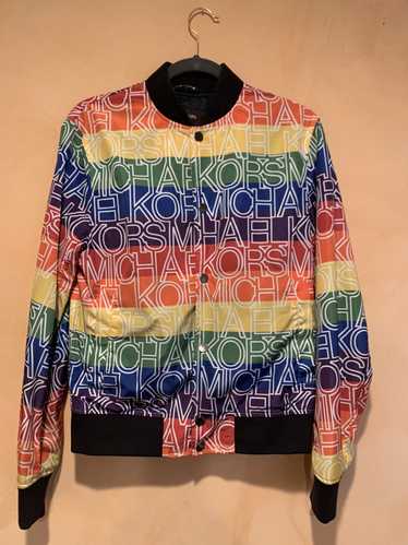 Michael Kors Rainbow all over Print Bomber Jacket… - image 1