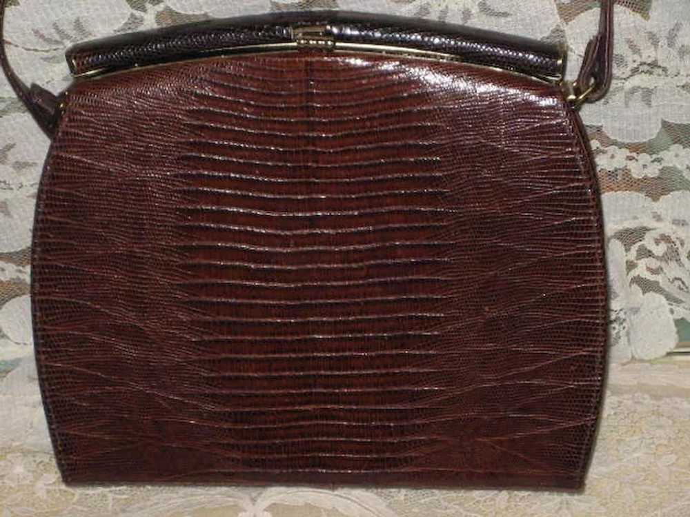 Vintage 1950’s LBF, England Two-Tone Brown Lizard… - image 9