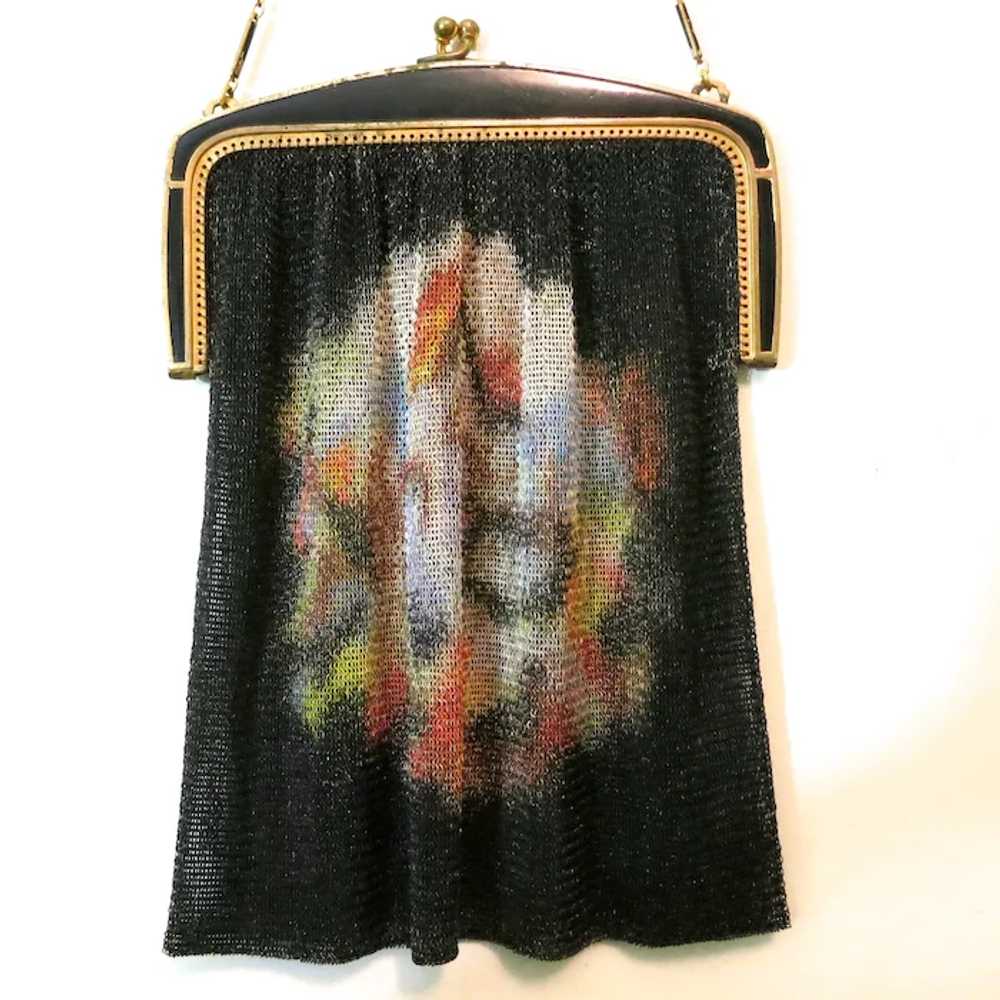 Whiting & Davis Gold Mesh Handbag Purse with Wooden Rings and Nylon Handle  | eBay