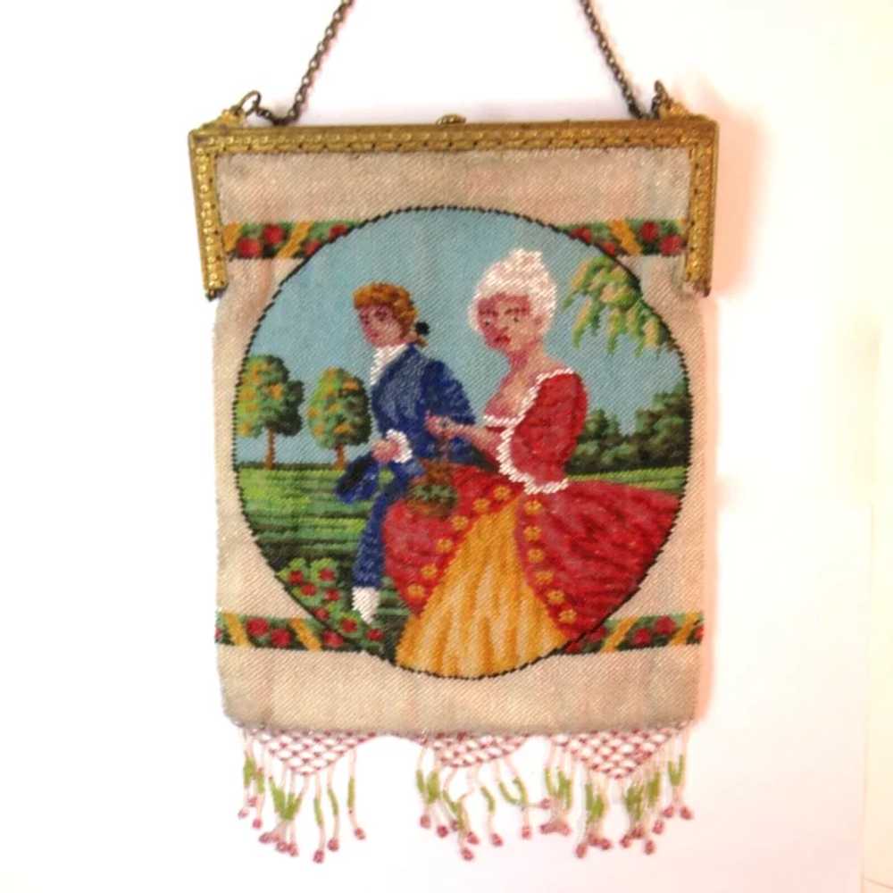 Antique Scenic Beaded Purse Handbag - image 4