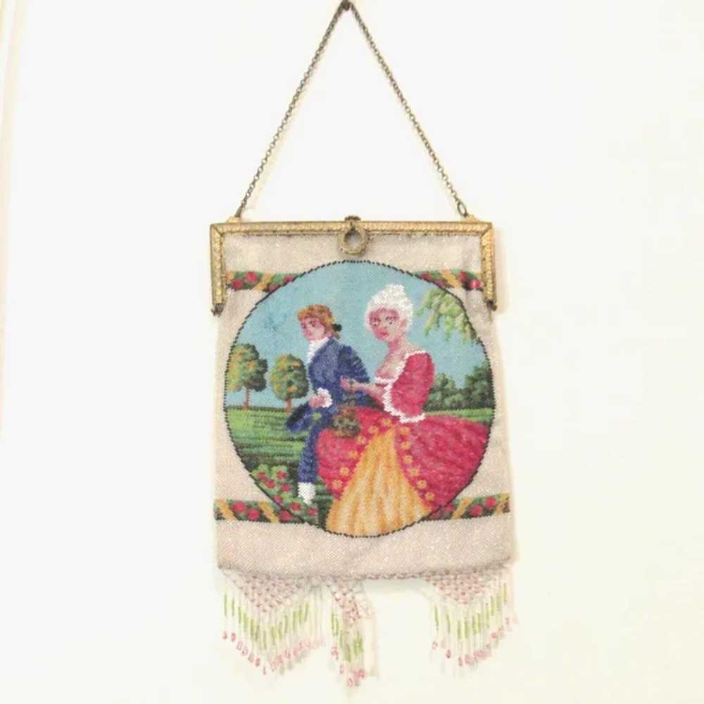 Antique Scenic Beaded Purse Handbag - image 6