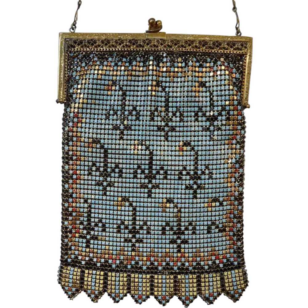 Art Deco Whiting & Davis Enamel Mesh Purse - image 1