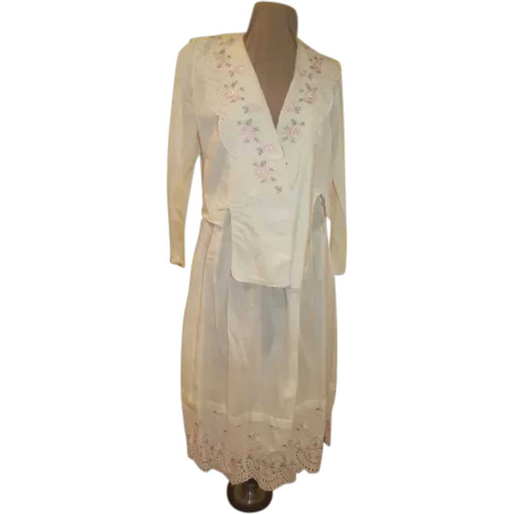 White Embroidered Suit with Eyelet Trim - image 1