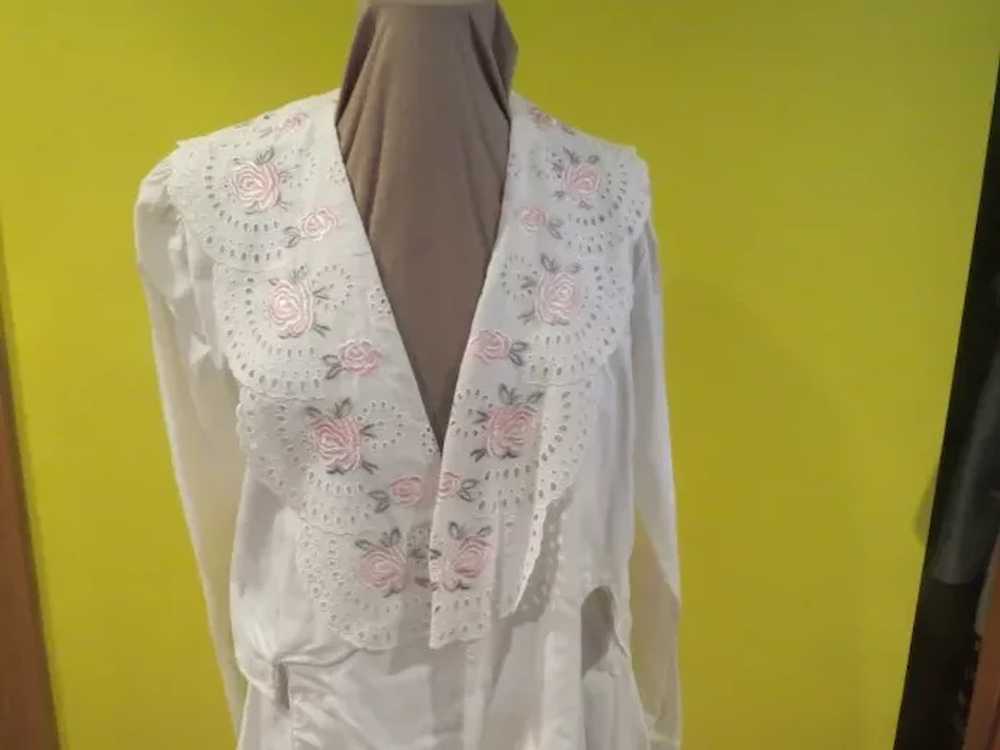 White Embroidered Suit with Eyelet Trim - image 2