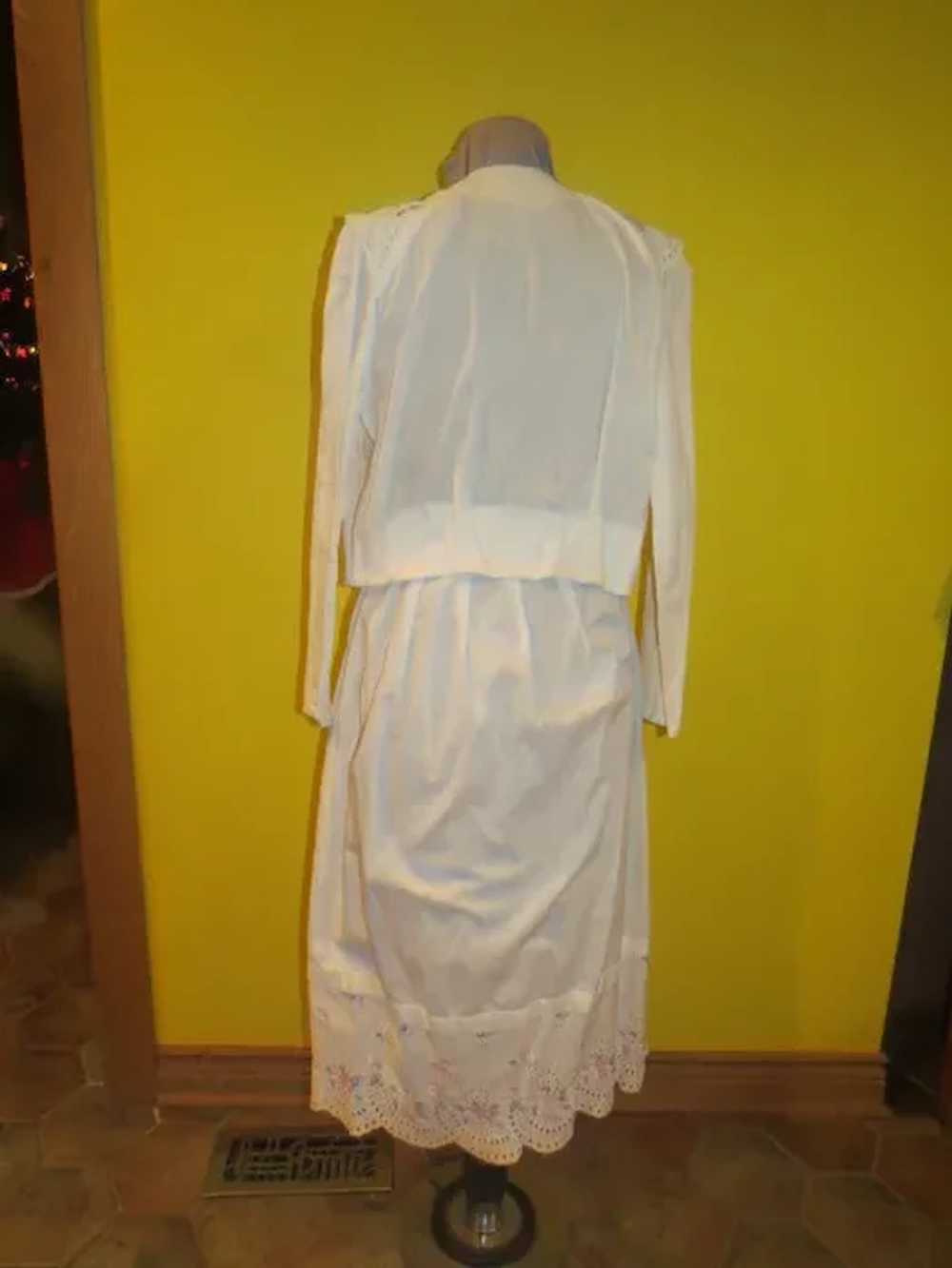 White Embroidered Suit with Eyelet Trim - image 4