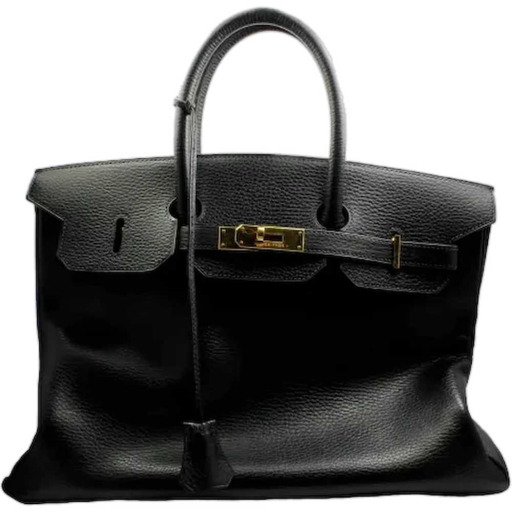 Auth. Great Condition Hermes 35cm Black Garance E… - image 1