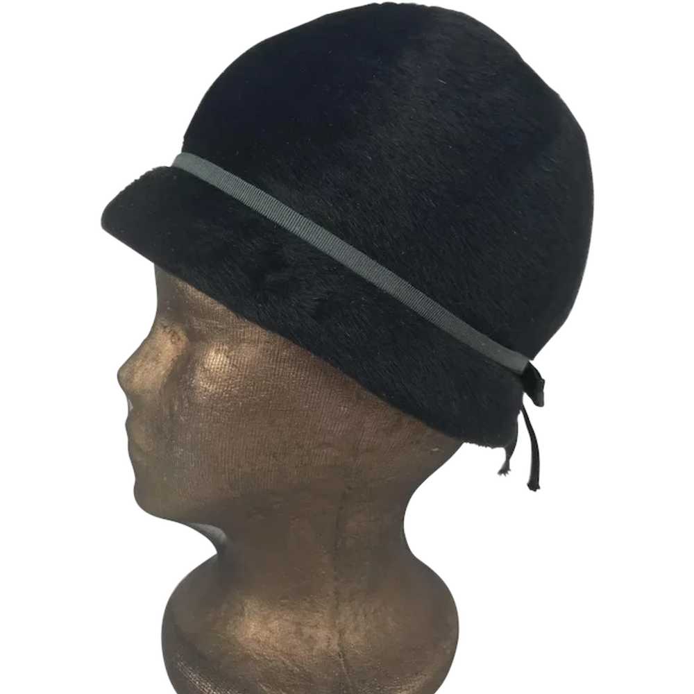 Vintage 1940's Black Cloche Style Wool Hat By Mar… - image 1