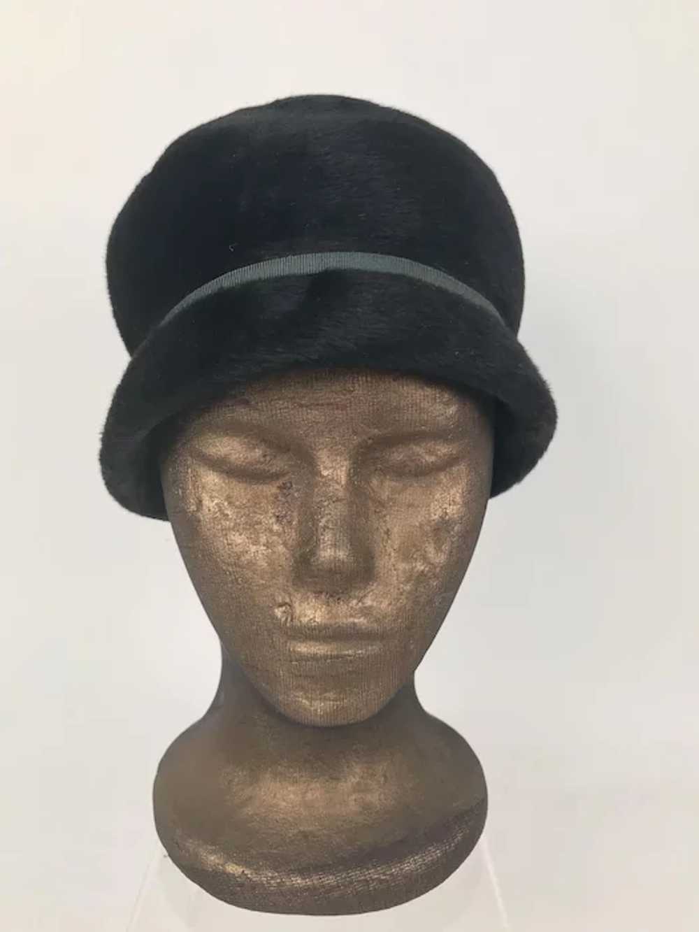 Vintage 1940's Black Cloche Style Wool Hat By Mar… - image 2