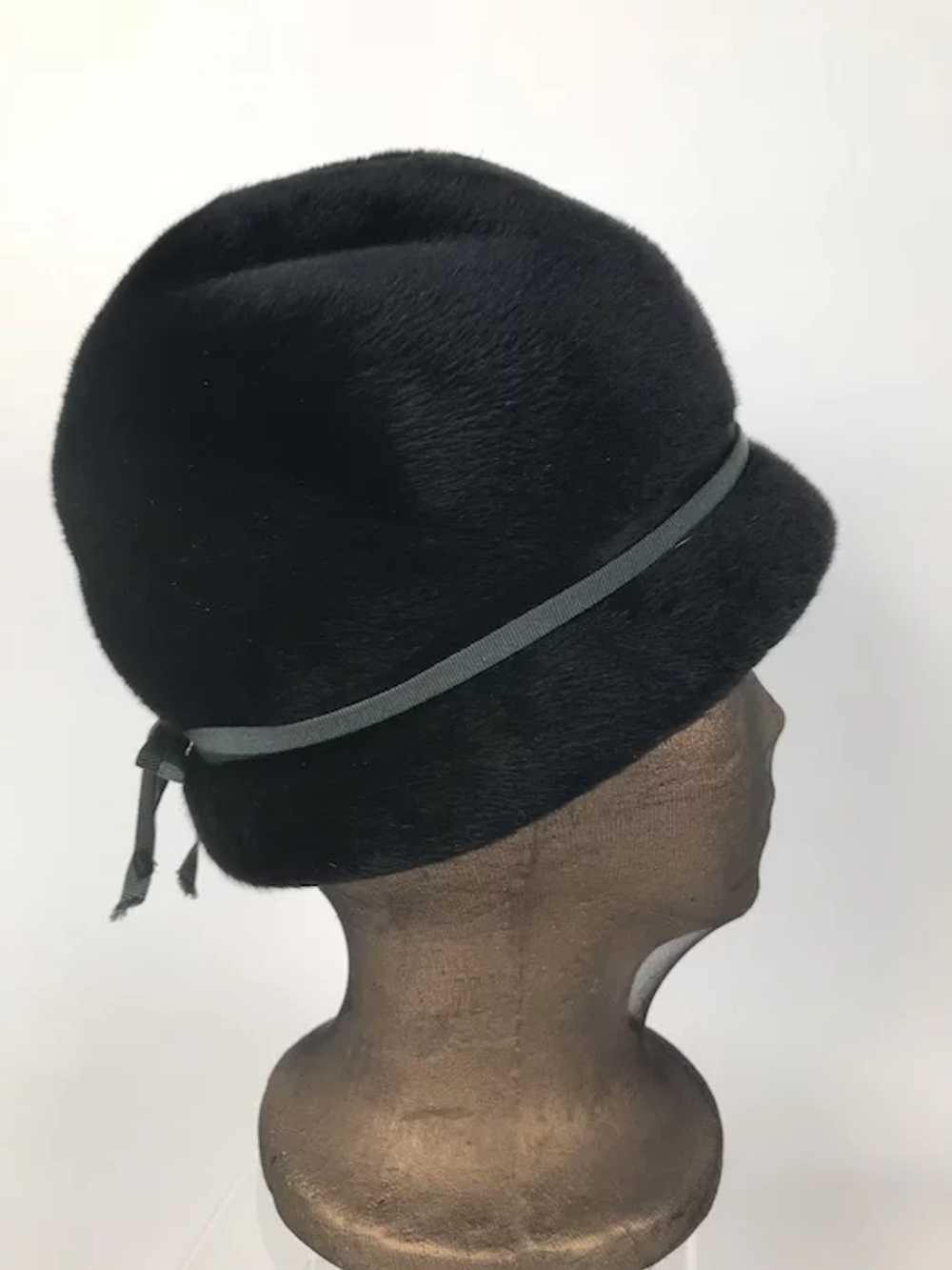 Vintage 1940's Black Cloche Style Wool Hat By Mar… - image 4