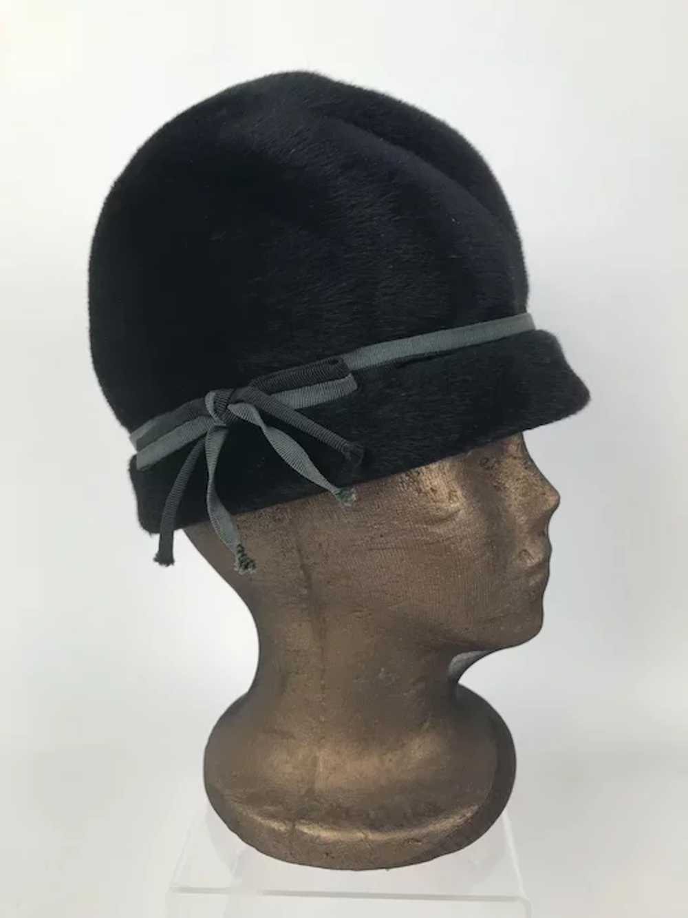 Vintage 1940's Black Cloche Style Wool Hat By Mar… - image 5