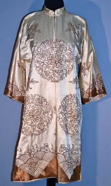 1920s Chinese Silk Kimono Coat - Gold-Metallic Th… - image 1