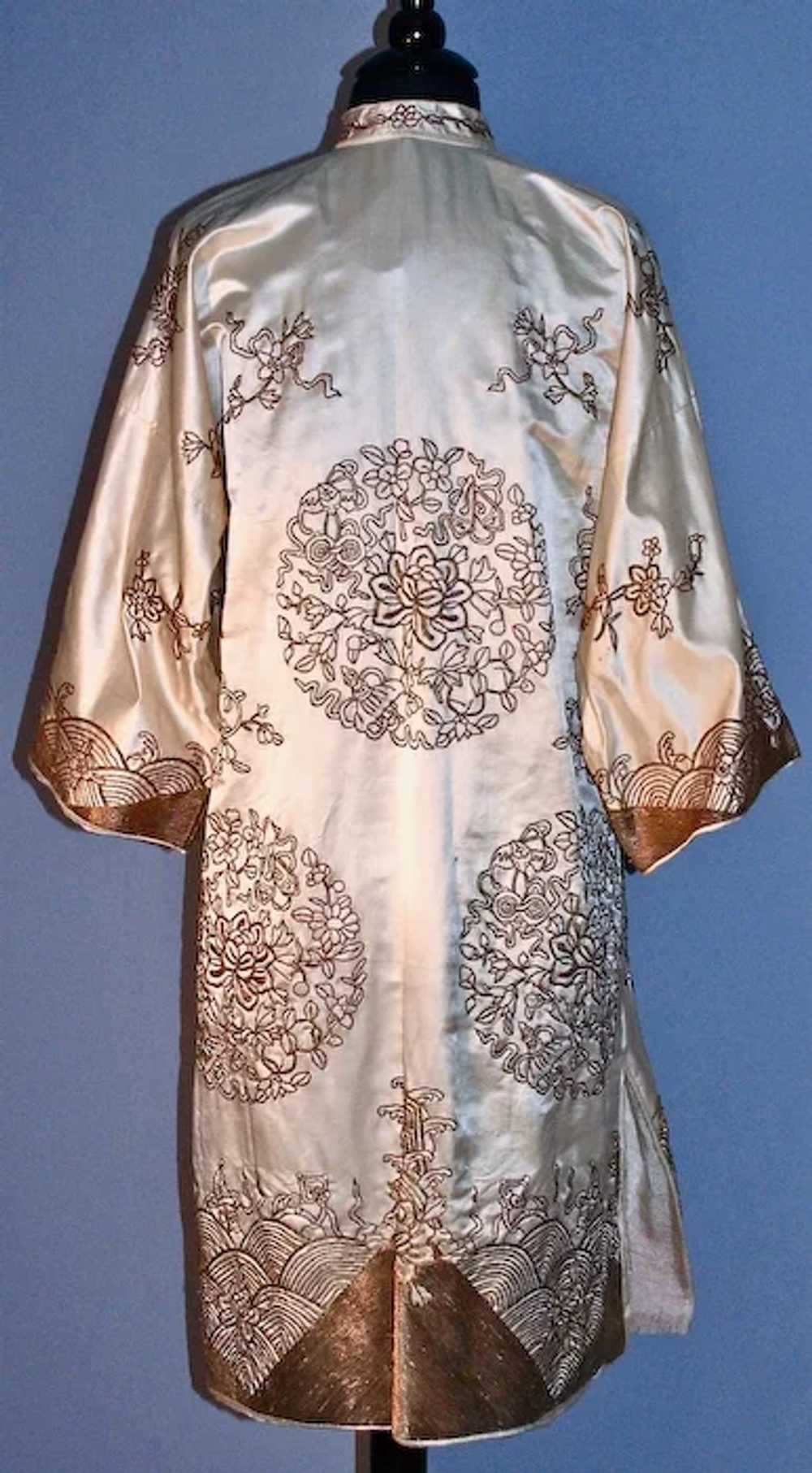 1920s Chinese Silk Kimono Coat - Gold-Metallic Th… - image 2