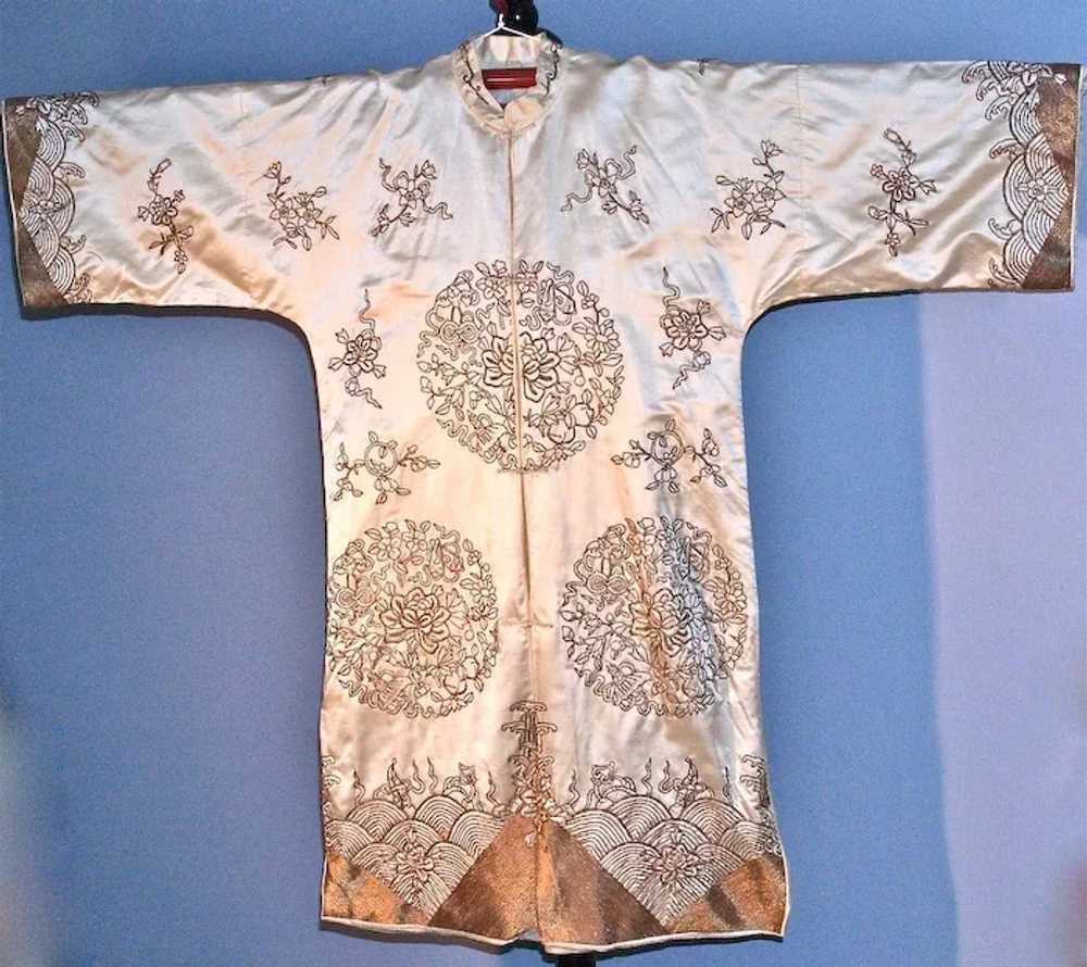 1920s Chinese Silk Kimono Coat - Gold-Metallic Th… - image 3